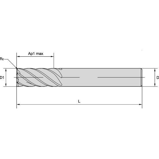 Picture of END MILL Harvi III D0.5 AP1.25 Z6 R0.06 HARVI III