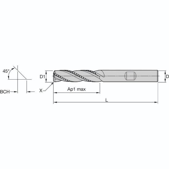 Picture of SOLID CARBIDE ENDMILL D=0.375 Z=3 GENERAL PURPOSE SOLID END MILL