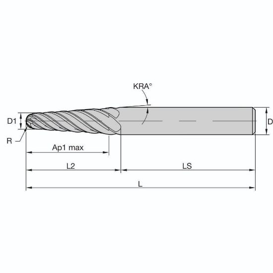 Picture of END MILL HARVI 3 TBN 3/8x5/8x1x5 6DEG HARVI III