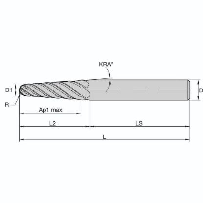 Picture of END MILL HARVI 3 TBN 1/4x5/8x1.1/2x5 6D HARVI III