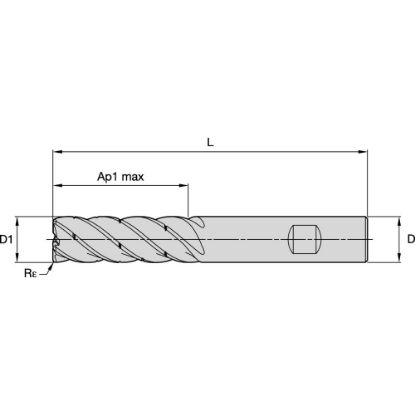 Picture of ENDMILL KOR5 1/4X1/4X3/4X2 1/2 R.03 KOR END MILL