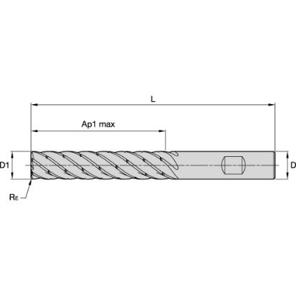 Picture of ENDMILL KOR6 3/8X3/8X1 7/8X4 R.03 KOR