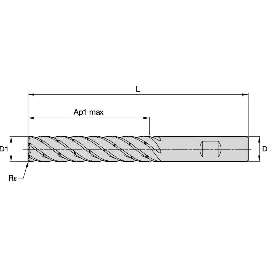 Picture of ENDMILL KOR6 3/8X3/8X1 7/8X4 R.03 KOR