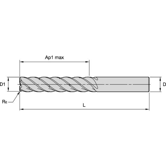 Picture of ENDMILL KOR5 10x10x50x100 R0,5 KOR