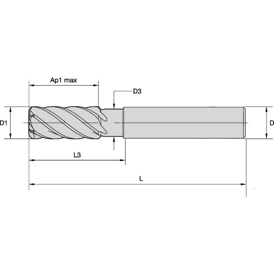 Picture of END MILL Harvi III D12MM AP26MM Z6 N HARVI III