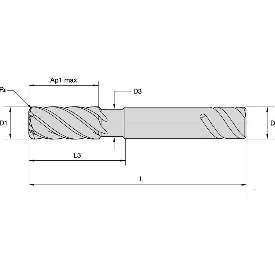 Picture of END MILL Harvi III D16MM AP32MM Z6 R1 N HARVI III