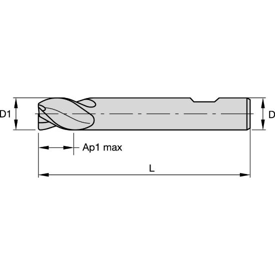 Picture of END MILL CARBIDE HPHV .625x.625x3x5.25 SOLID CARBIDE ENDMILL