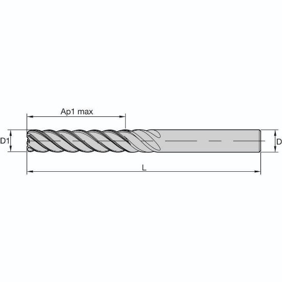 Picture of END MILL HARVI II UGDE 5/8x5/8x3 1/8x6xE HIGH PERFORMANCE SC END MILL