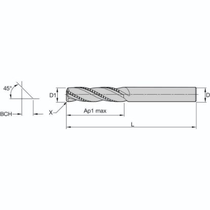 Picture of SOLID CARBIDE ENDMILL D=0.250 Z=3 GENERAL PURPOSE SOLID END MILL