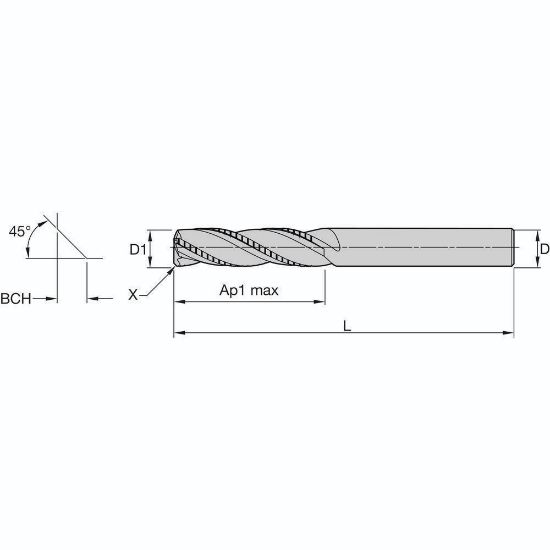 Picture of SOLID CARBIDE ENDMILL D=0.250 Z=3 GENERAL PURPOSE SOLID END MILL