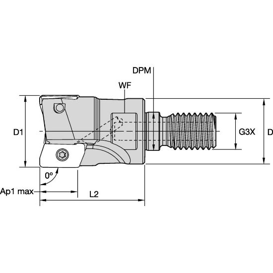 Picture of MILL 1-10 SCREW-ON ENDMILL 0 D=.62 Z=2 | INDEXABLE END MILL