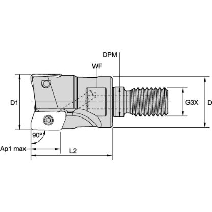 Picture of MILL 1-10 SCREW-ON END MILL 90° D=20 Z=2 | INDEXABLE END MILL