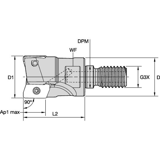 Picture of MILL 1-10 SCREW-ON END MILL 90° D=20 Z=2 | INDEXABLE END MILL